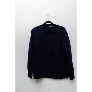 Talbots womens cable knit sweater navy blue 2x plus pullover